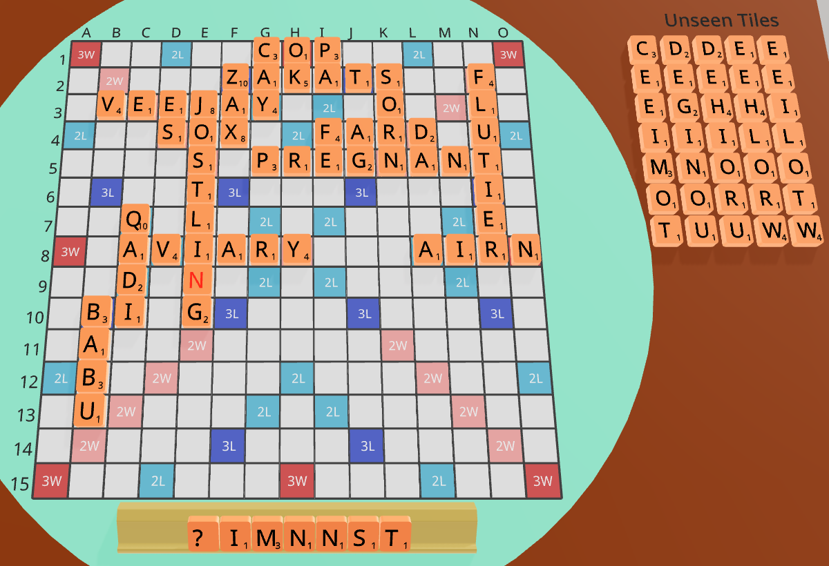 Down 254-281 with ?IMNNST, 28 tiles in the bag