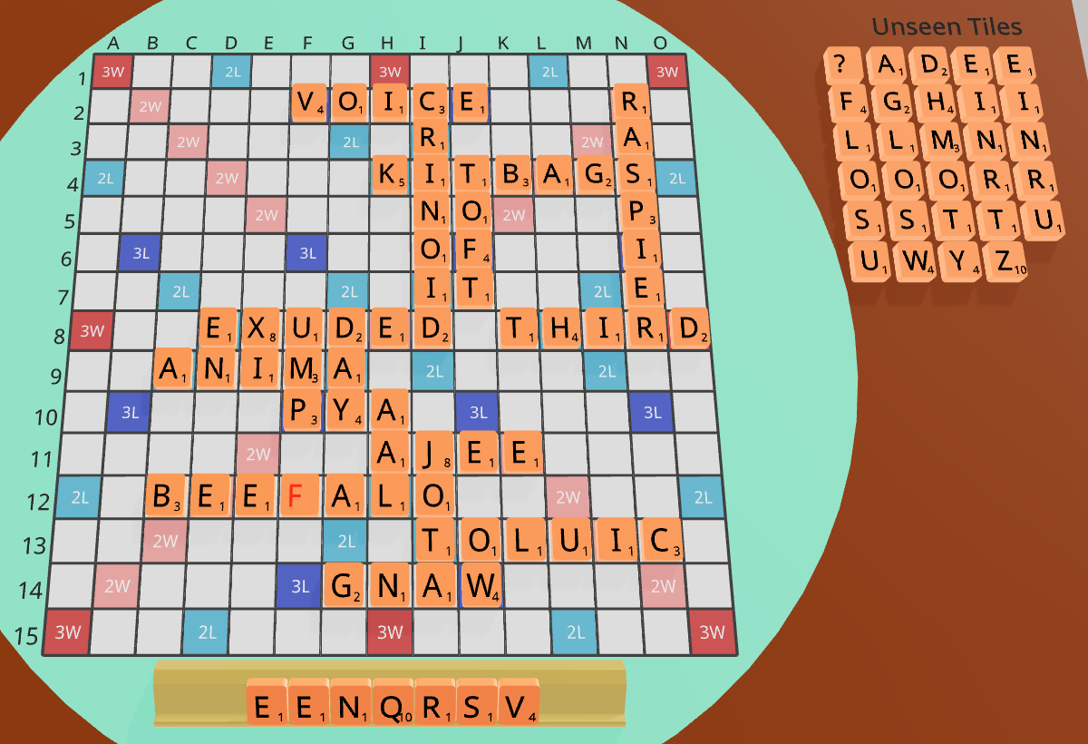 Up 280-276 with EENQRSV, 22 tiles in the bag
